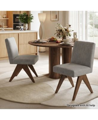 Upholstered Dining Chairs Set of 2, Solid Wood Legs, Padded Full Back, Modern Side Chairs