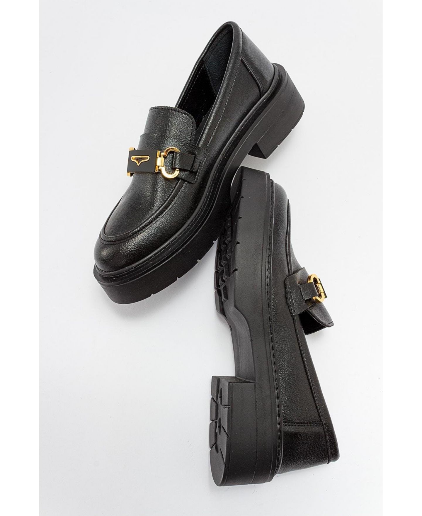 Женские лоферы Prologue Shoes Simone на платформе, цвет: Чёрная искусственная кожа — фото 4