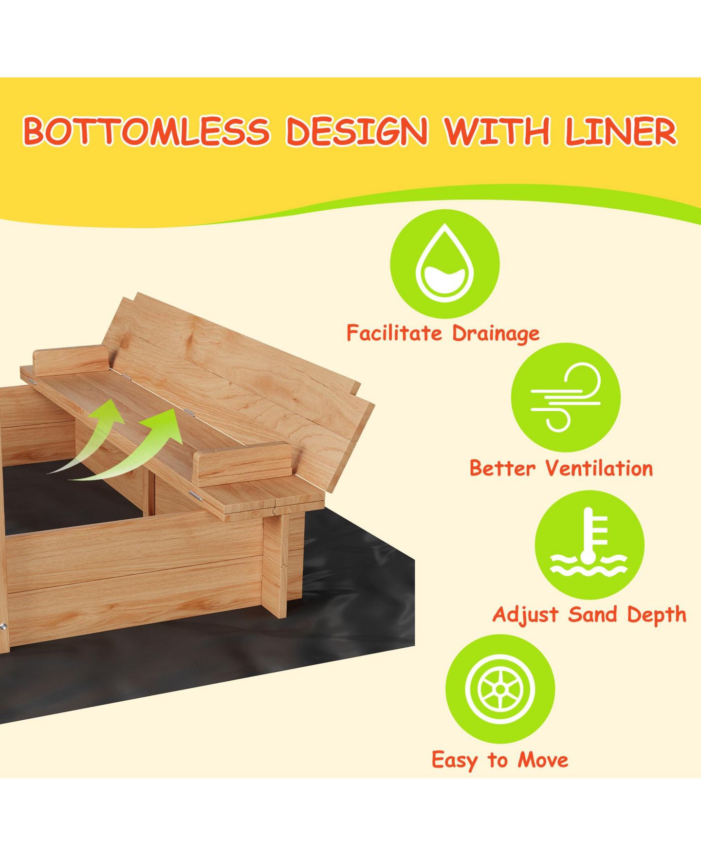 Детская игрушка homfan Large Wooden Sand and Water Table with Adjustable Canopy, Ages 3+ — фото 4