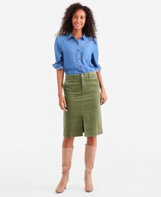 Women's High-Rise Corduroy Midi Skirt