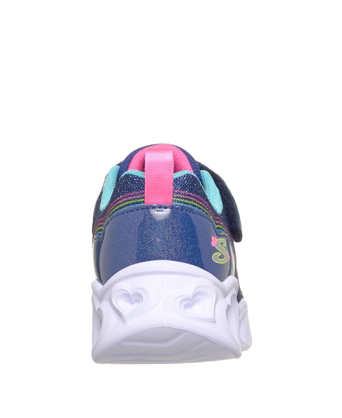 Детские кроссовки Skechers Heart Lights - Bubble Love со светодиодами, без шнуровки, цвет: Тёмно-синий / Разноцветный — фото 4