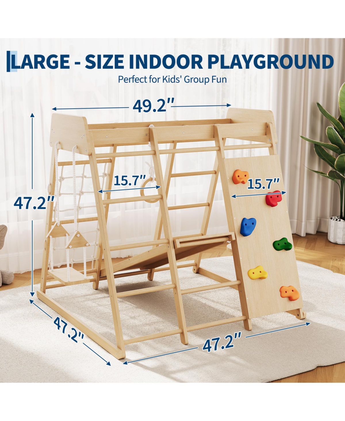 homfan 6 in 1 Wooden Indoor Jungle Gym