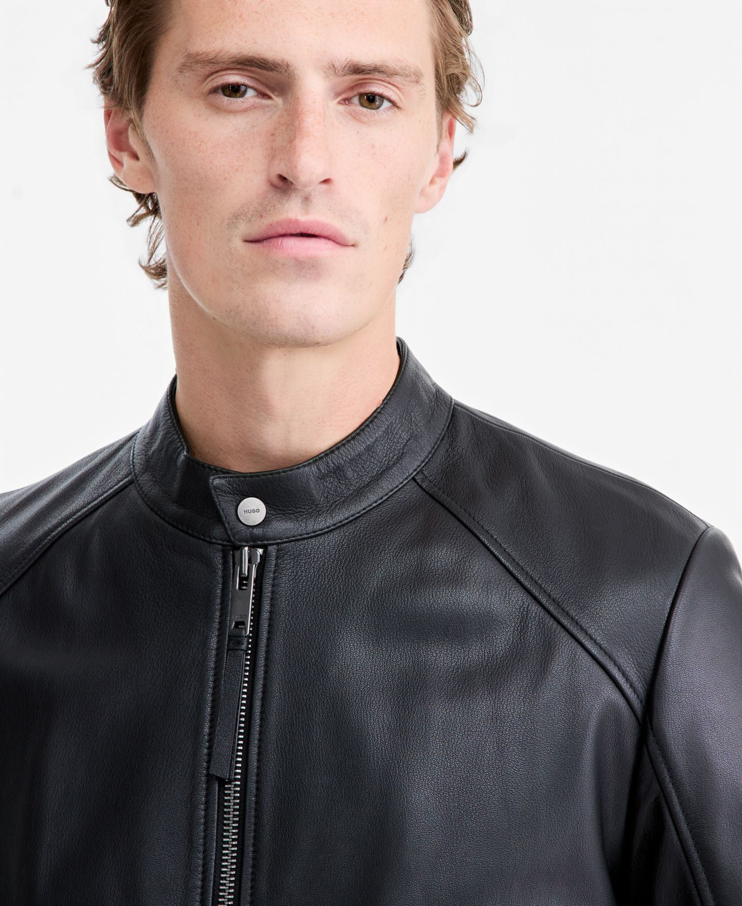 Men's Slim-Fit Biker Leather Jacket