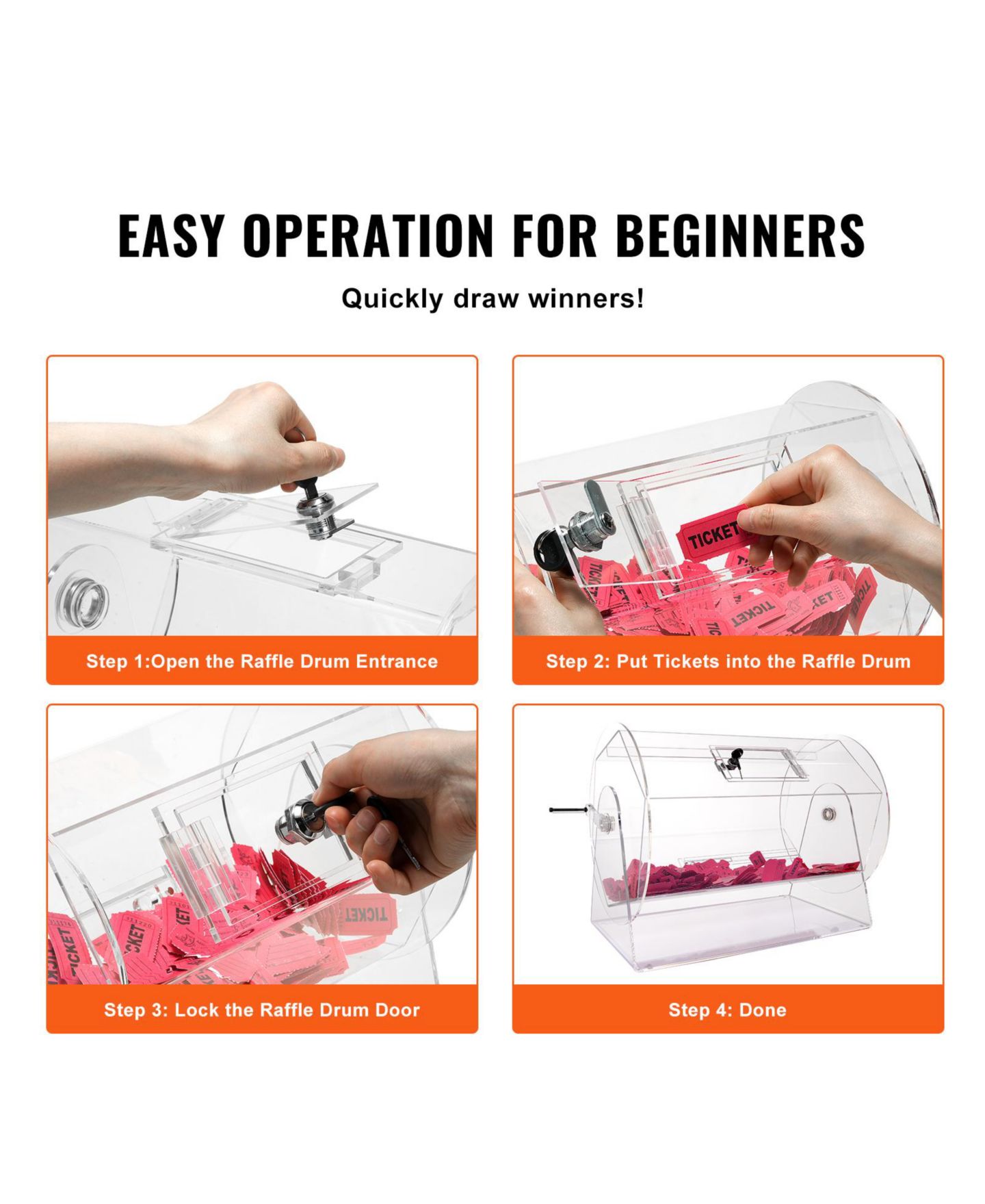 Детская игрушка VEVOR Acrylic Raffle Drum, Holds 10000 Tickets or 300 Bingo Balls, Ages 7+ — фото 5
