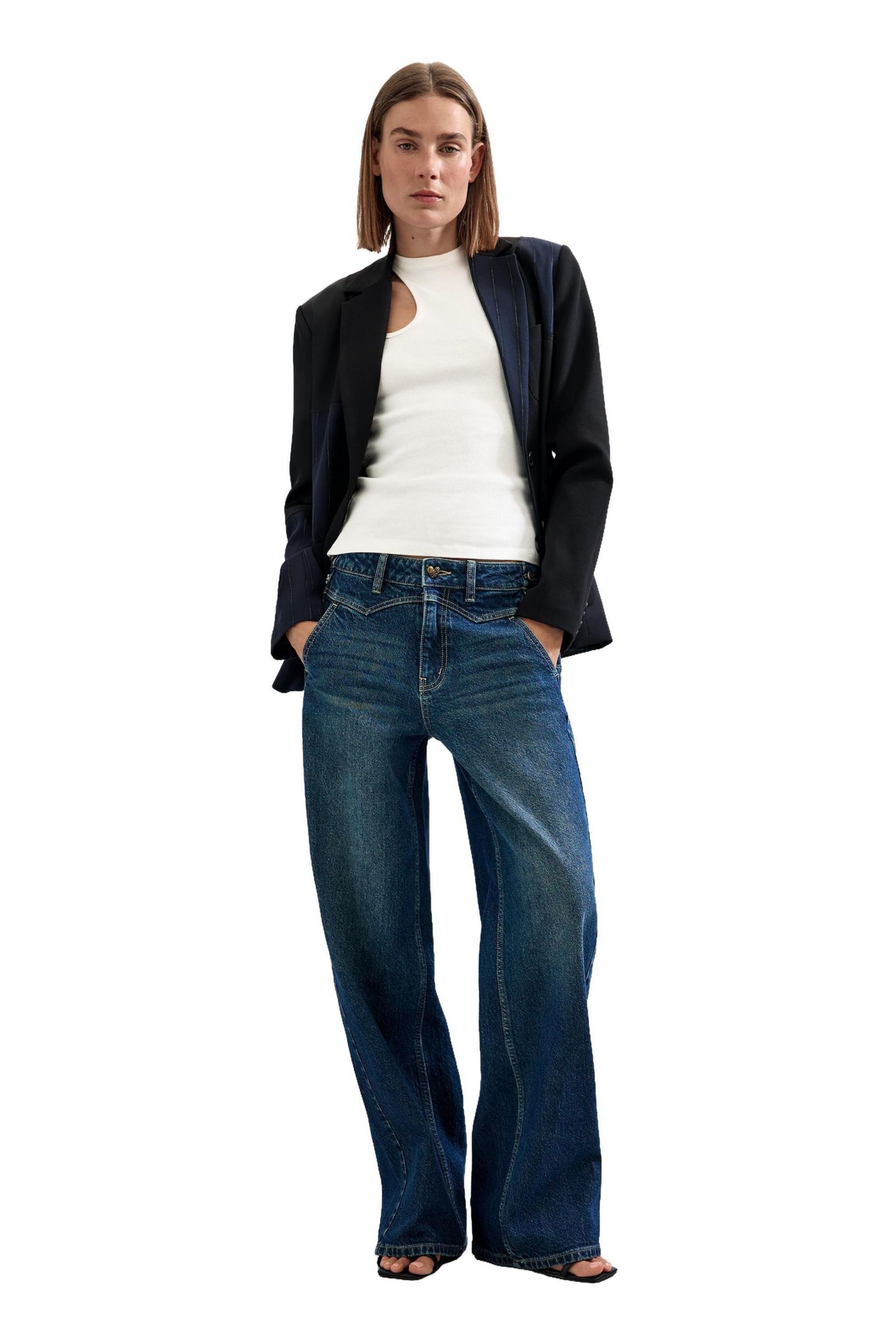 Женские джинсы Desigual High-Rise Wide-Leg, цвет: Тёмный синий — фото 4