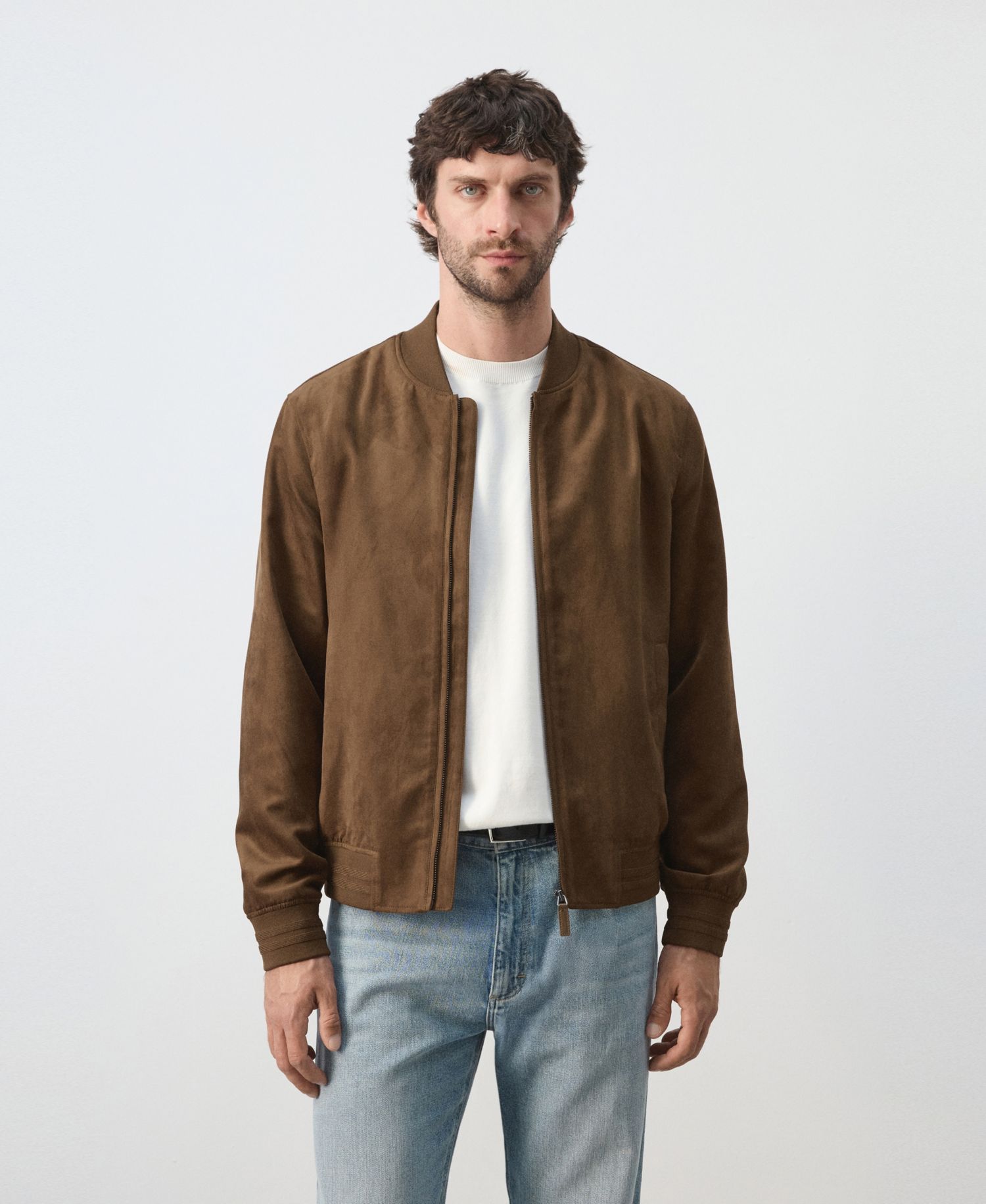 Men's Suede-Effect Bomber Jacket