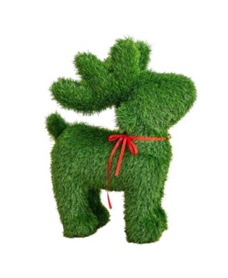 2' Ultraviolet Resistant Artificial Christmas Grass Garden Plush Topiary Reindeer Indoor And Outdoor