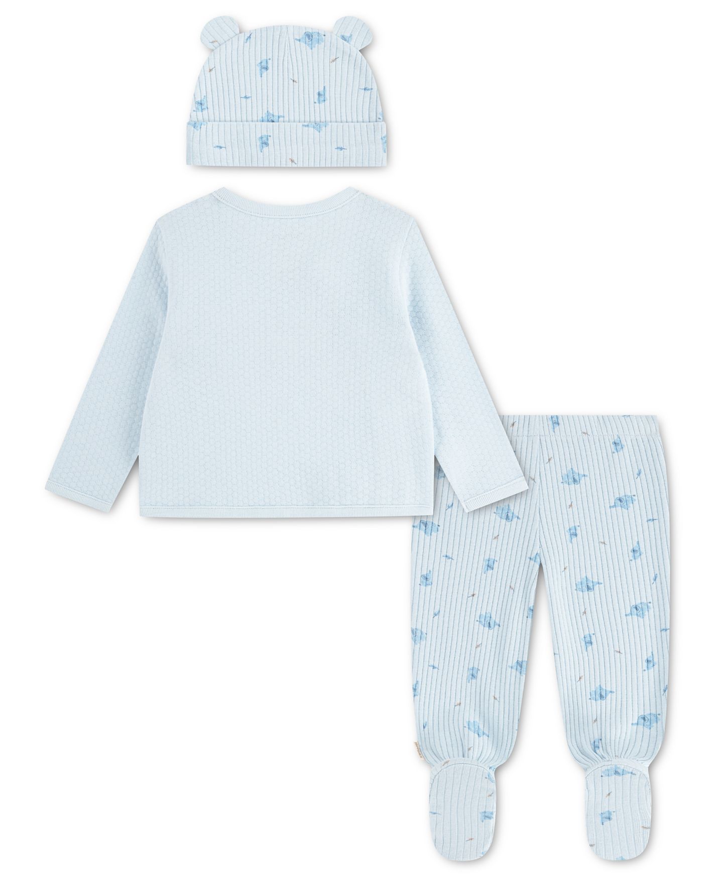 Детский комплект Huggies для малыша: топ с длинным рукавом, ползунки и шапка, 3 предмета, цвет: Синий — фото 2