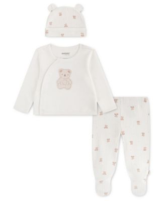 Baby Boys' Babywear Long-Sleeve Top, Footed Pants and Hat, 3-Piece Set