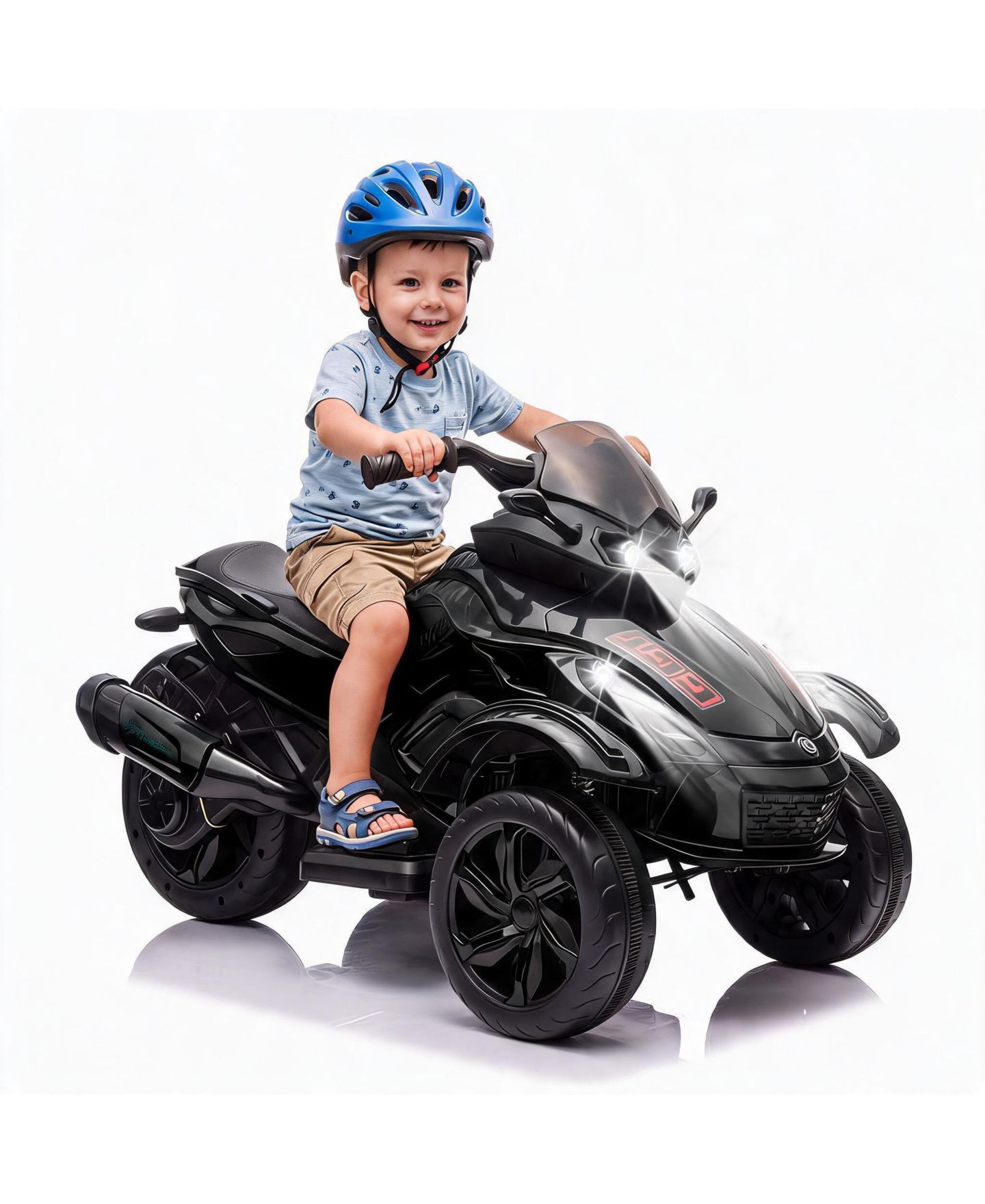 Детская игрушка homfan Dual Motor Electric Ride-On Car with Music and Colorful Lights, 66 lb. Capacity, Ages 3-6, цвет: Чёрный — фото 1