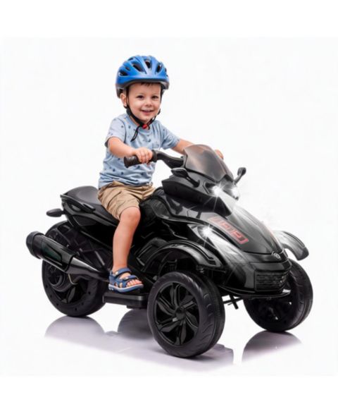 Детская игрушка homfan Dual Motor Electric Ride-On Car with Music and Colorful Lights, 66 lb. Capacity, Ages 3-6, цвет: Чёрный