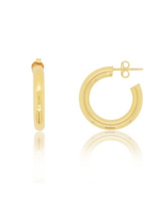 Gold Tube Hoop Earrings 14K Gold 23 millimeters