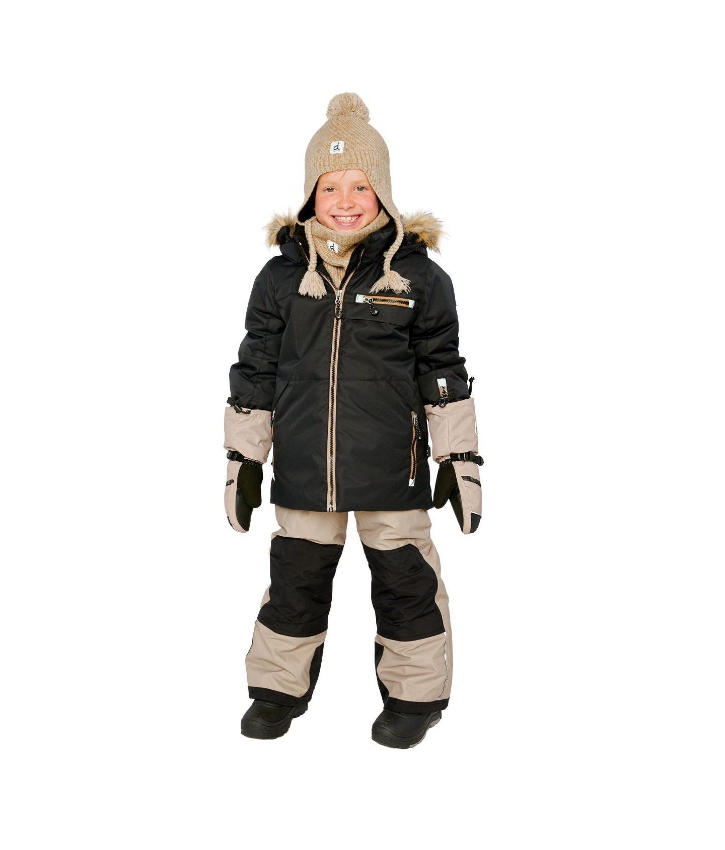 Детский зимний комплект Deux par Deux для игр, мальчики 2T-5T, 2 предмета, цвет: Чёрный / Бежевый — фото 2