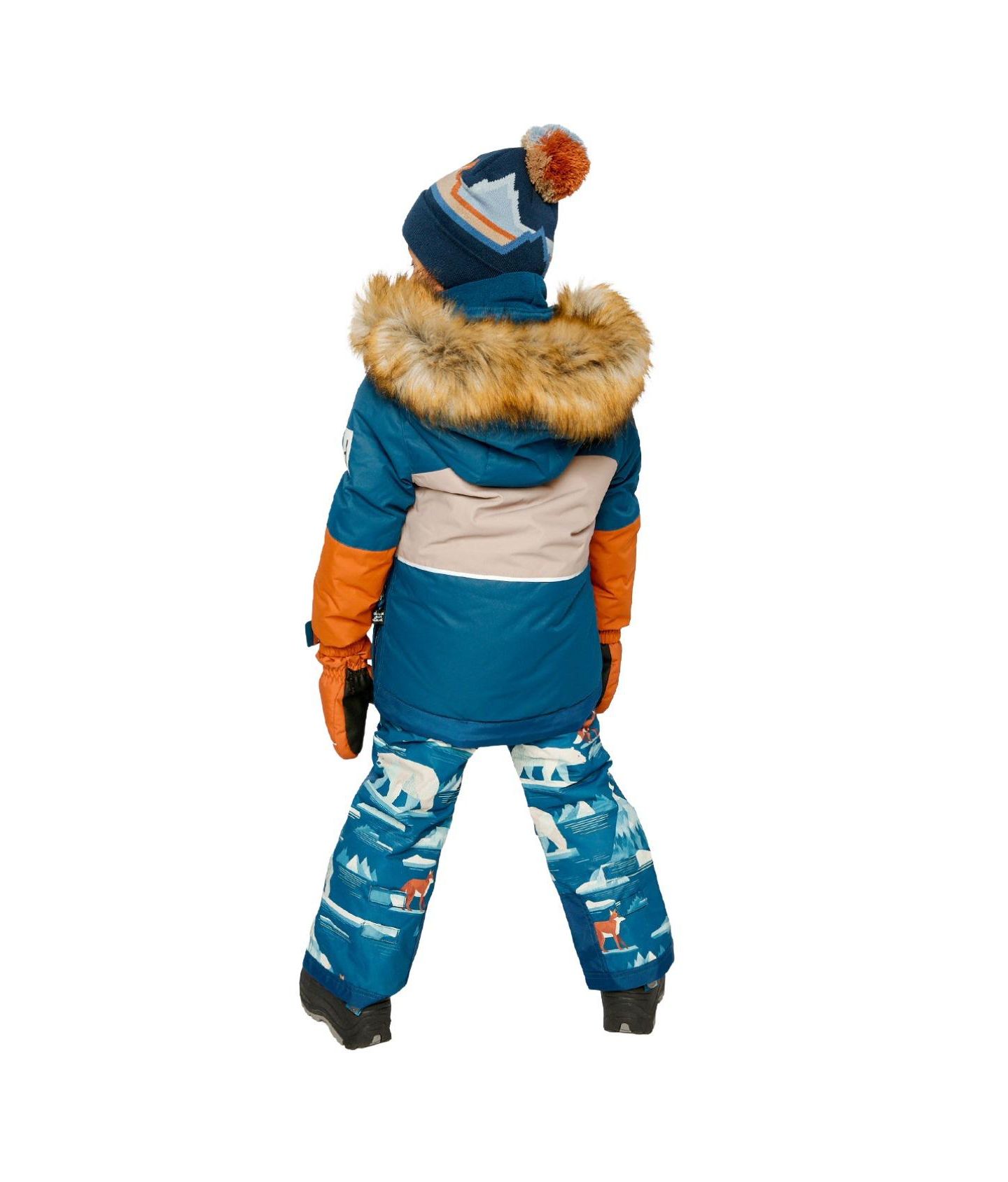 Брюки Deux par Deux Two Piece Play Snowsuit with Bear Print для мальчиков-малышей, цвет: Синий с принтом — фото 6