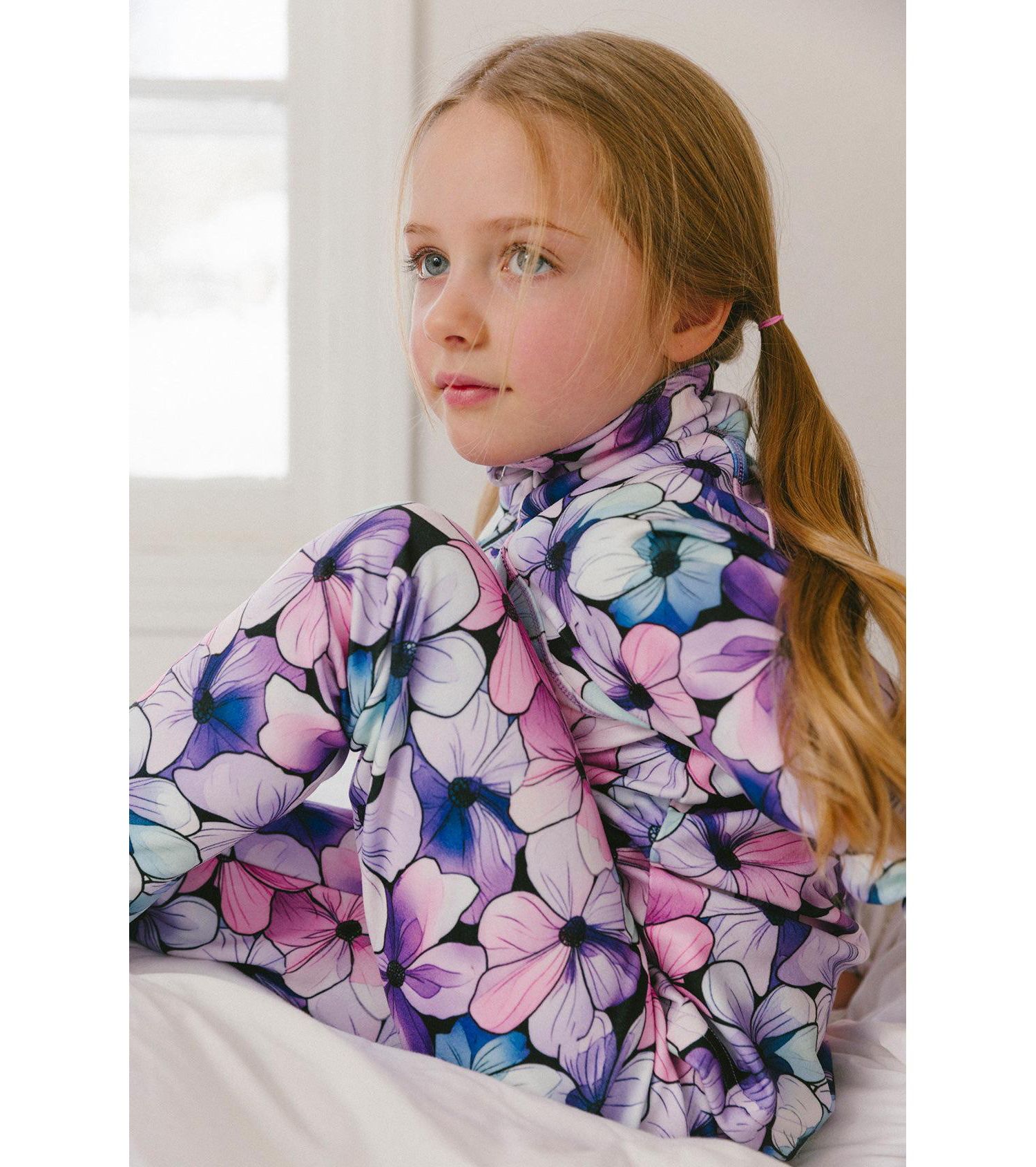 Little Girls 6-14 Two Piece Thermal Underwear Floral Print