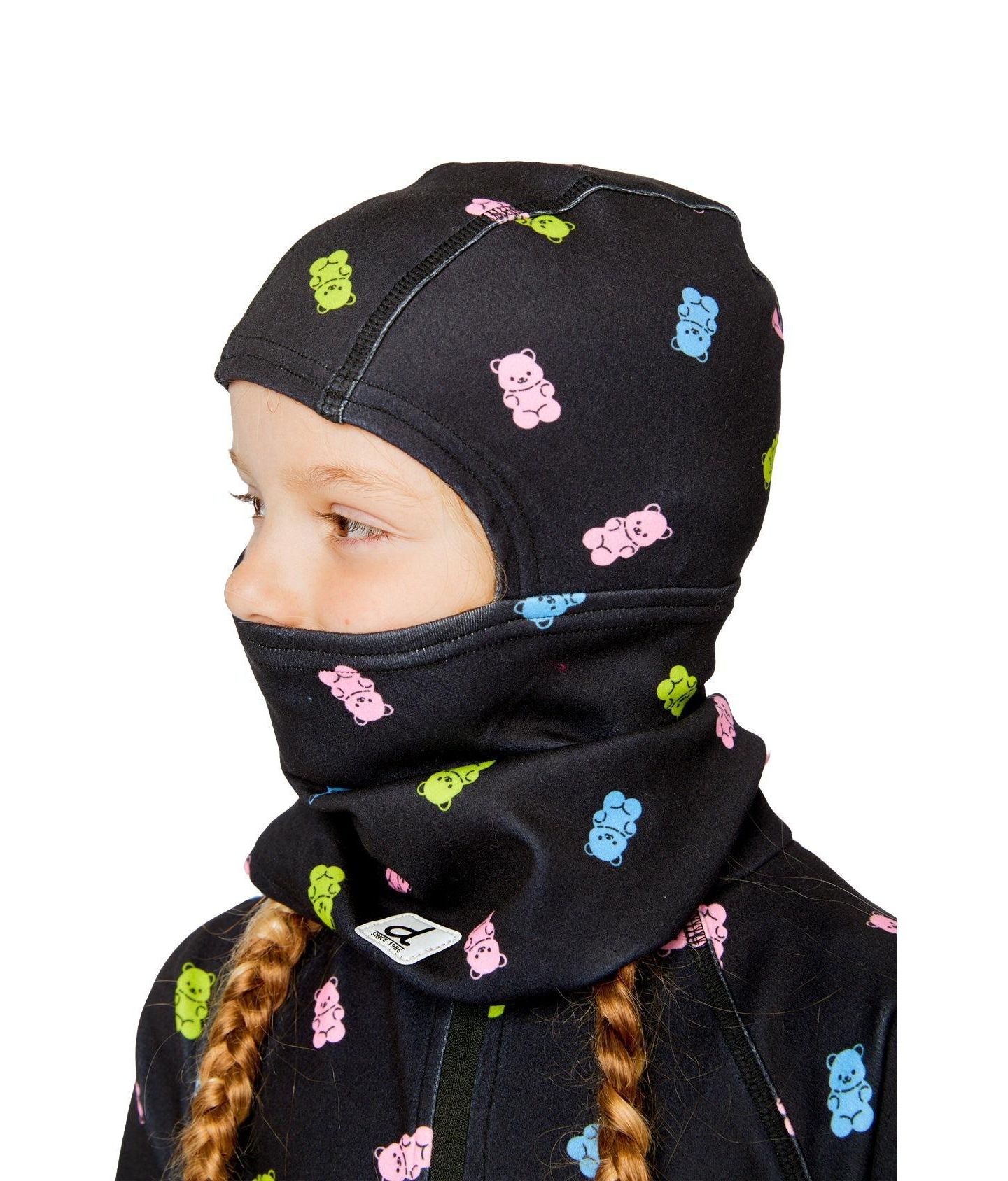 Deux par Deux Little and Big Girl's (5-14) Brushed Jersey Balaclava, цвет: Чёрный с принтом — фото 2