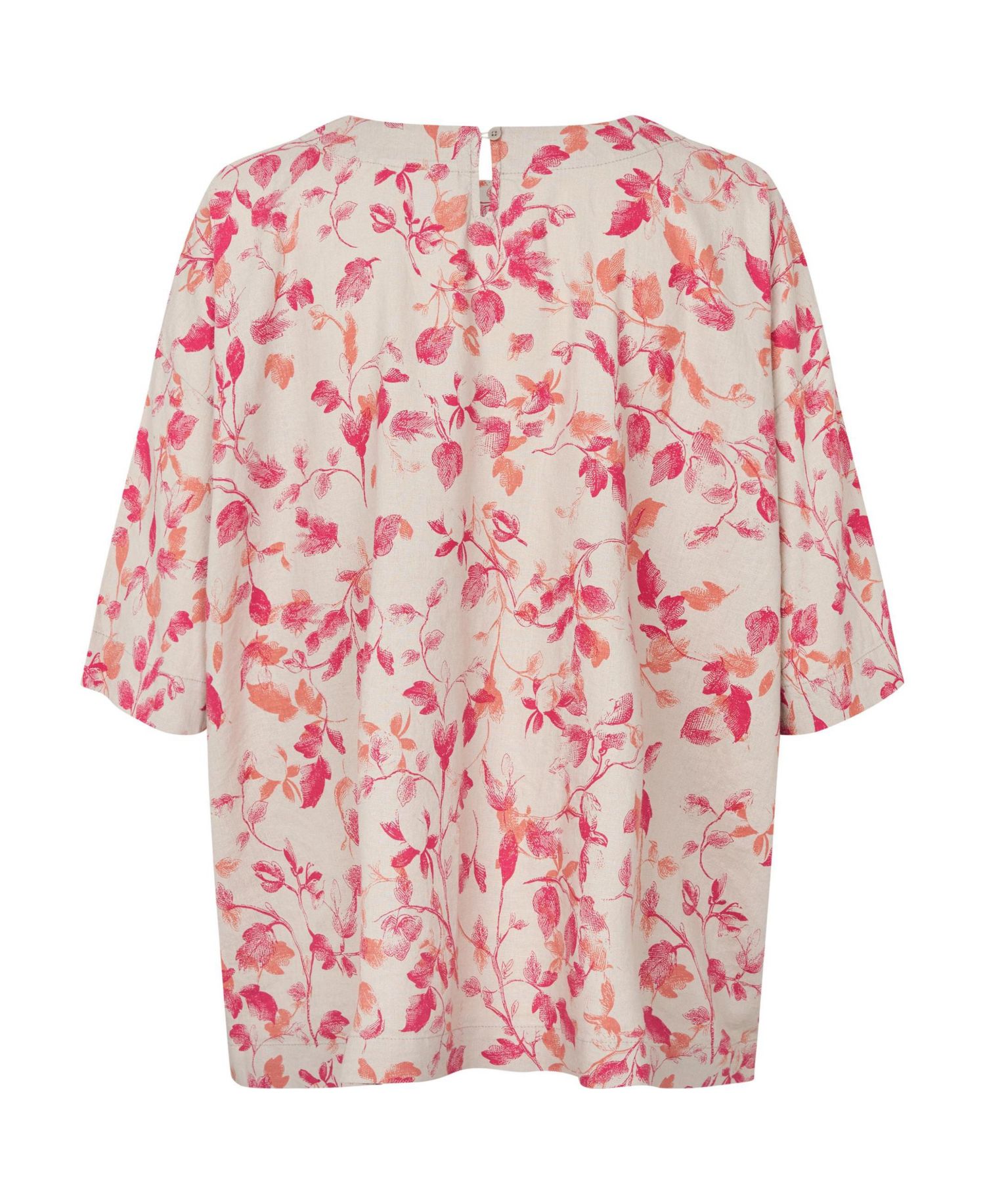 Women's MaDegana Floral-Print 3/4-Sleeve Linen-Blend Top