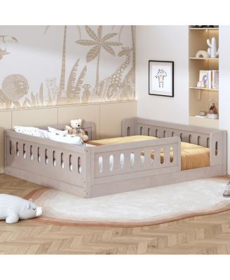 Wood  Platform Bed with Guardrail