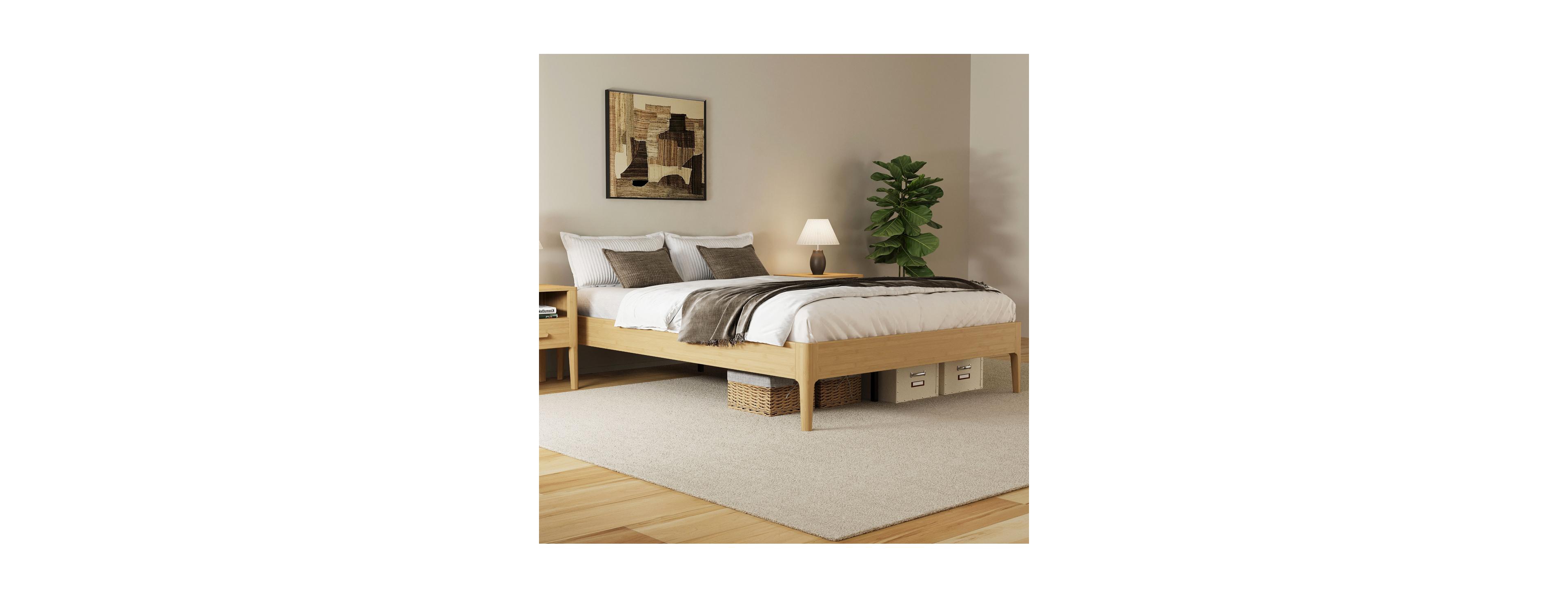 Streamdale Furniture Bamboo Platform Bed Frame, No Box Spring Needed