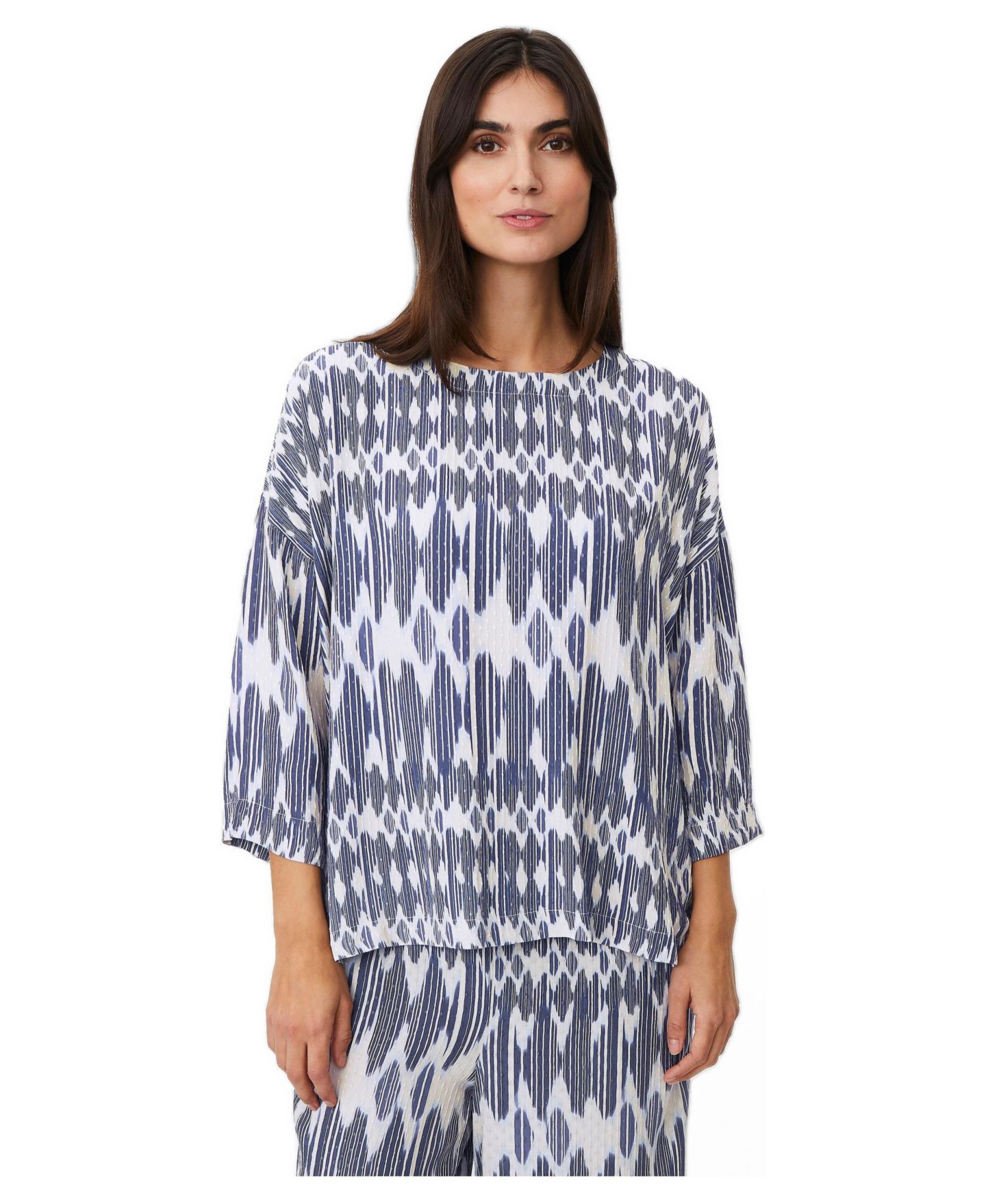 Женская блузка Masai Copenhagen Mabecca Printed 3/4-Sleeve, цвет: Синий — фото 1
