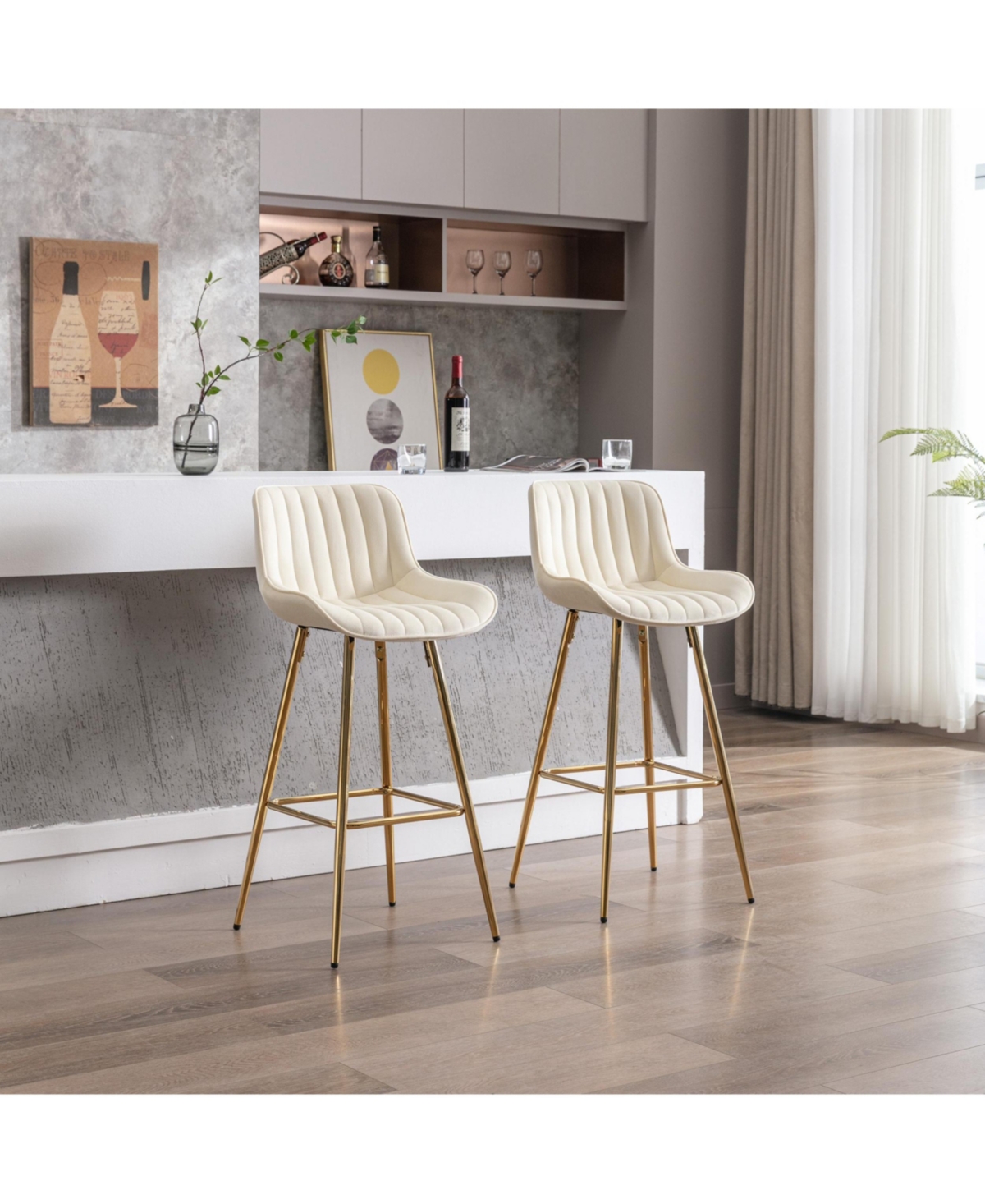 flynama 30" Velvet Counter Stools Set of 2