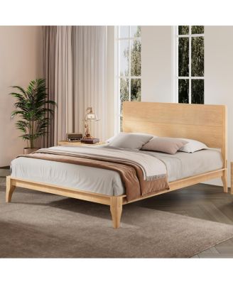 Mid-Century Modern 12' Bamboo Platform Bed Full Size No Box Spring Needed