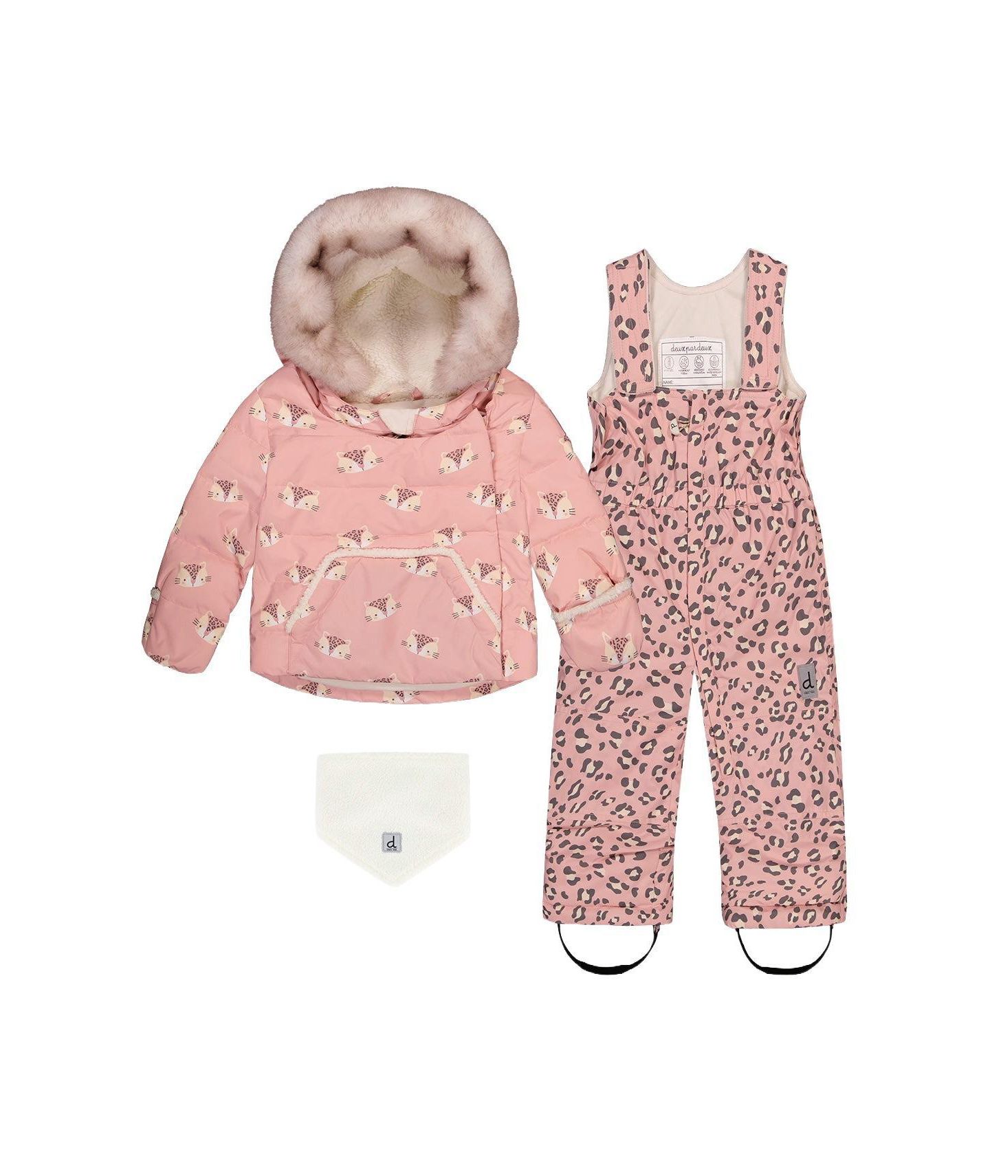 Комплекты Deux par Deux Two-Piece Snowsuit Rose Leopard Print для девочек-малышей, цвет: Розовый леопардовый с принтом — фото 1