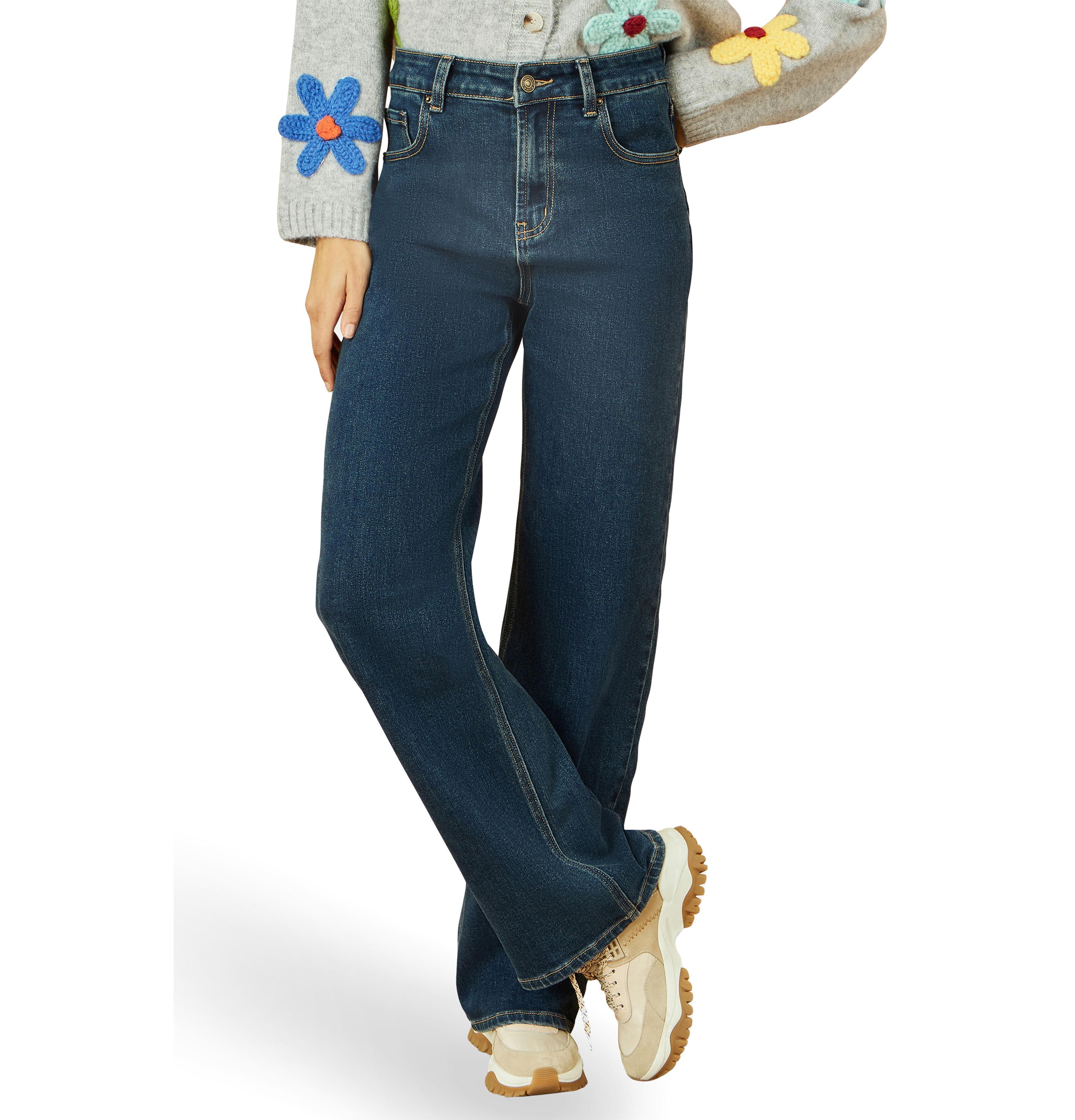 Yumi Women's High-Waisted Wide-Leg Stretch Jeans