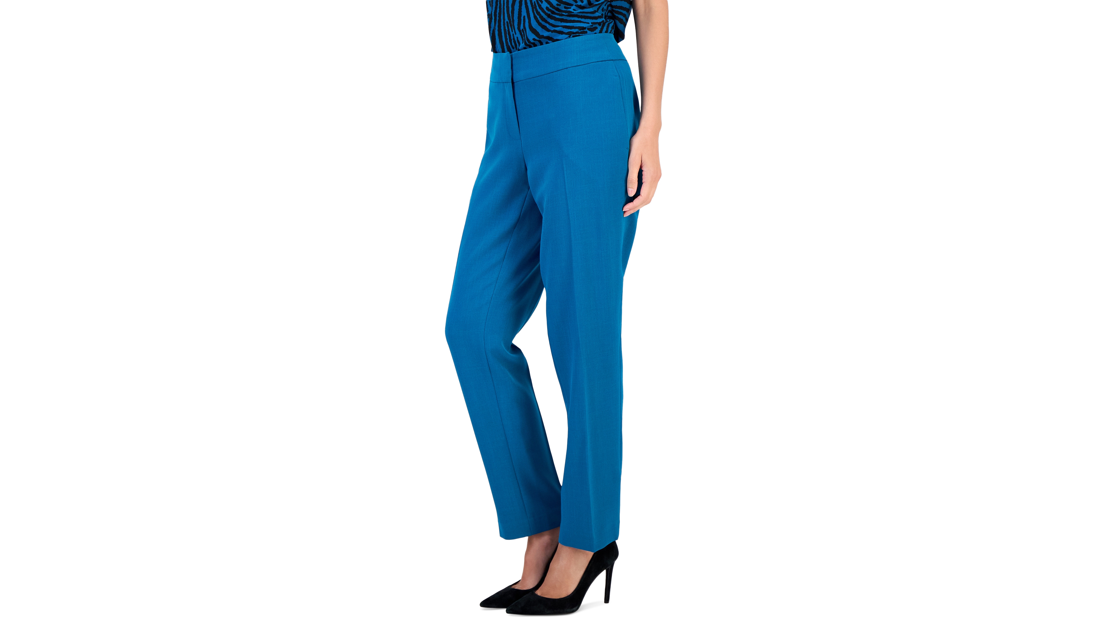 Kasper Petite Mid-Rise Slim Straight-Leg Crepe Pants