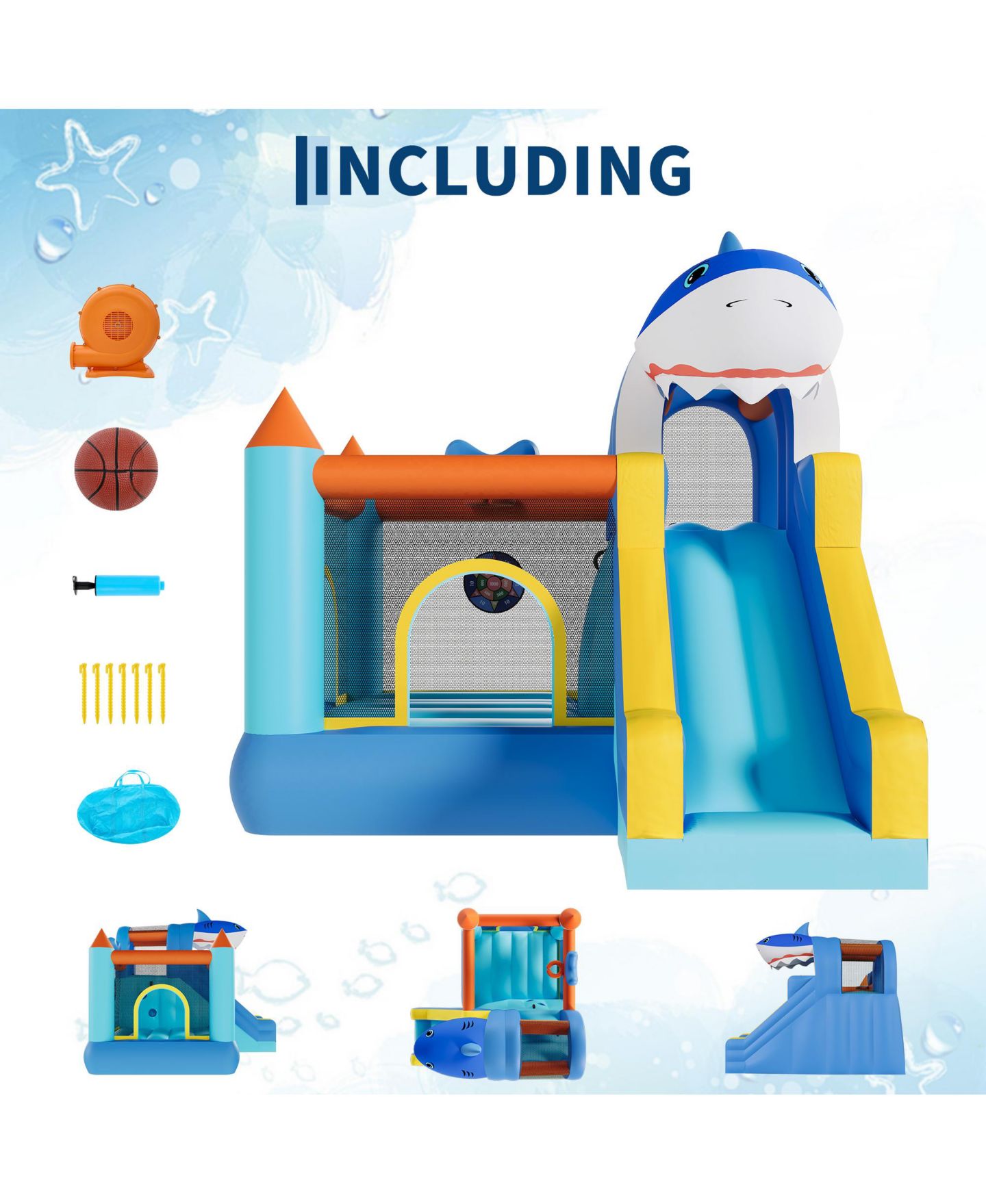 Детская игрушка homfan Inflatable Bounce House 109"L x 102"W x 98"H, Oxford Cloth with Slide & Air Blower, Accommodates 3 Children, Ages 3+ — фото 7