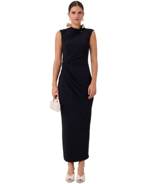 Женское платье RACHEL Rachel Roy Daria Midi Mock Neck Sleeveless Dress, цвет: Чёрный