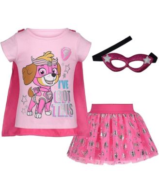 Skye Cosplay T-Shirt Tulle Tutu Cape and Mask 4 Piece Outfit Set