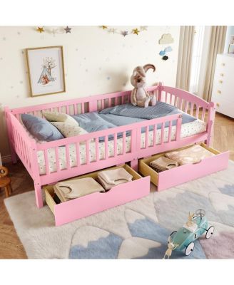  Platform Bed with Storage and Guardrails