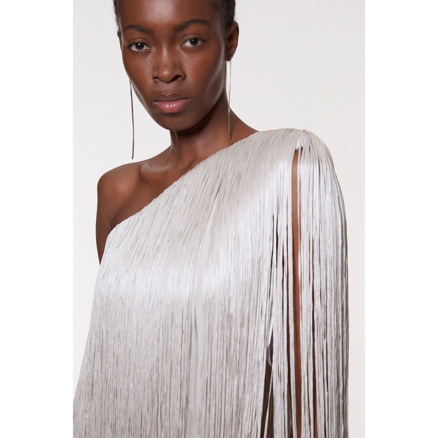 Women's One-Shoulder Fringe Mini Dress