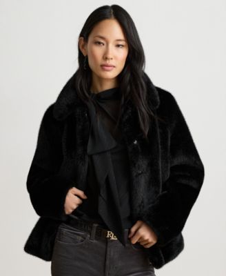 Women's Faux-Fur Collared Lined Coat