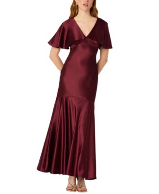 Women's Jamie V-Neck Cape-Sleeve Open-Back Gown