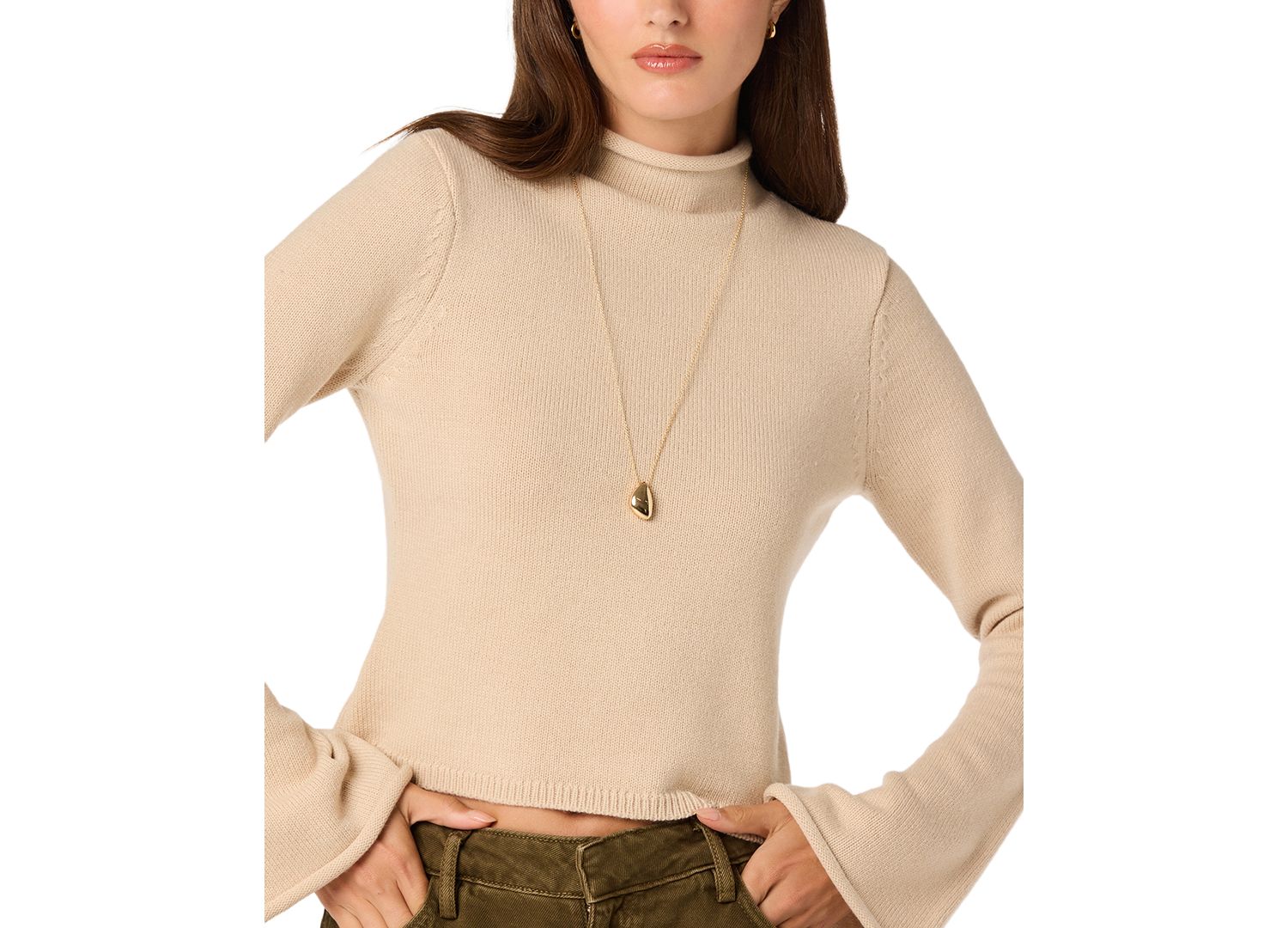 Women's May Mock-Neck Cropped Pullover Sweater