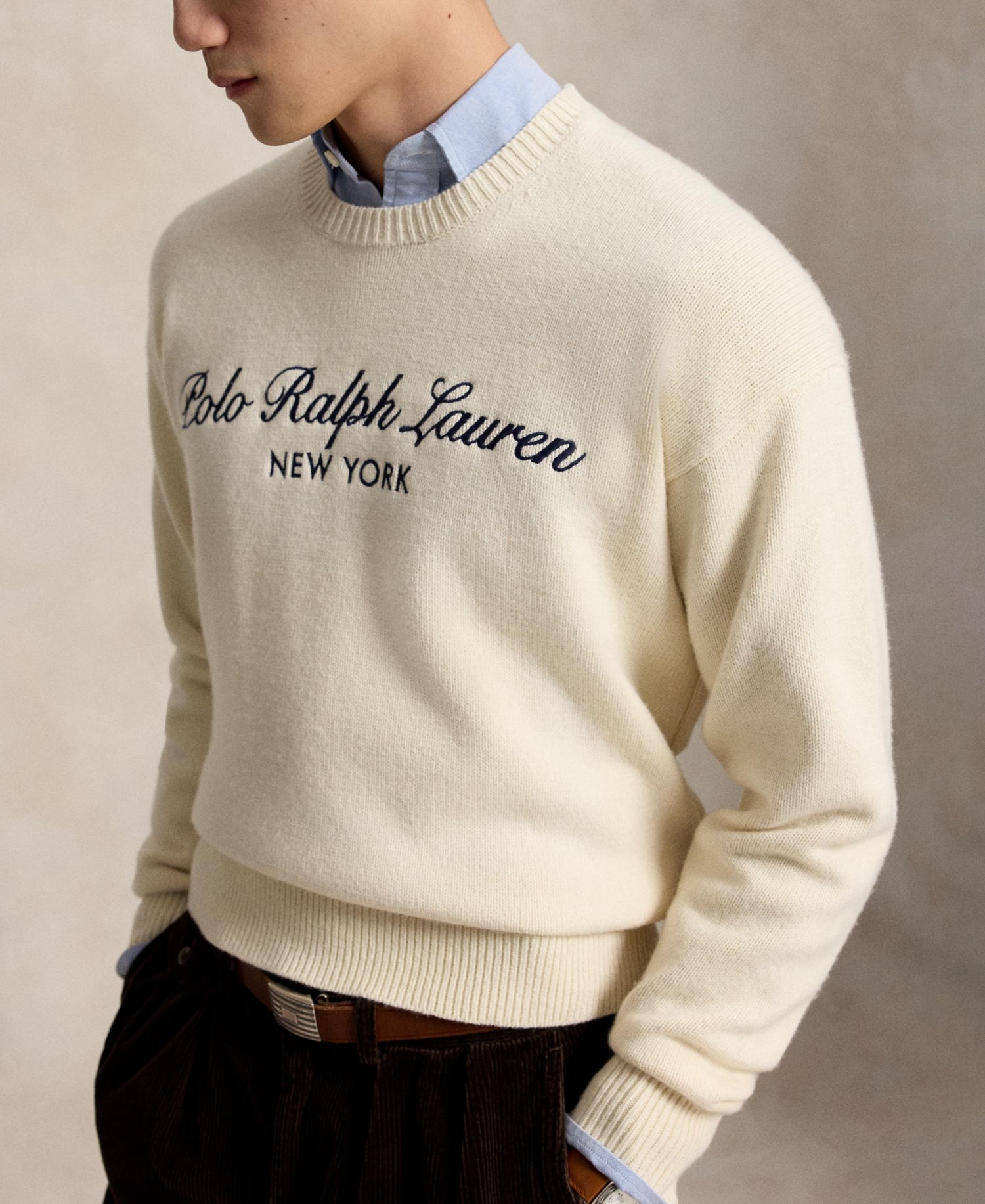 Men's Regular-Fit Logo Wool-Cotton Sweater