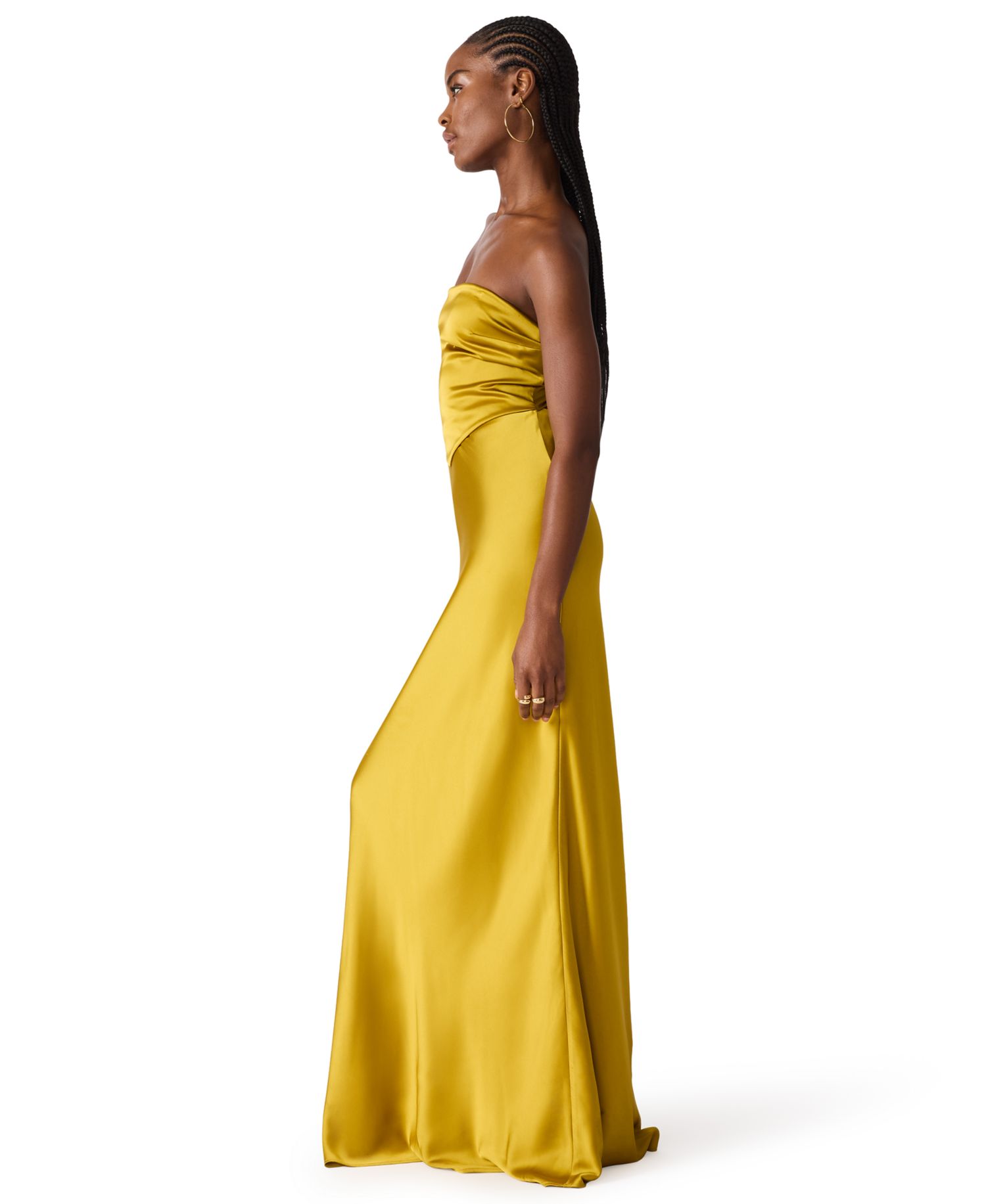 Women's Strapless Open-Back Satin Dress