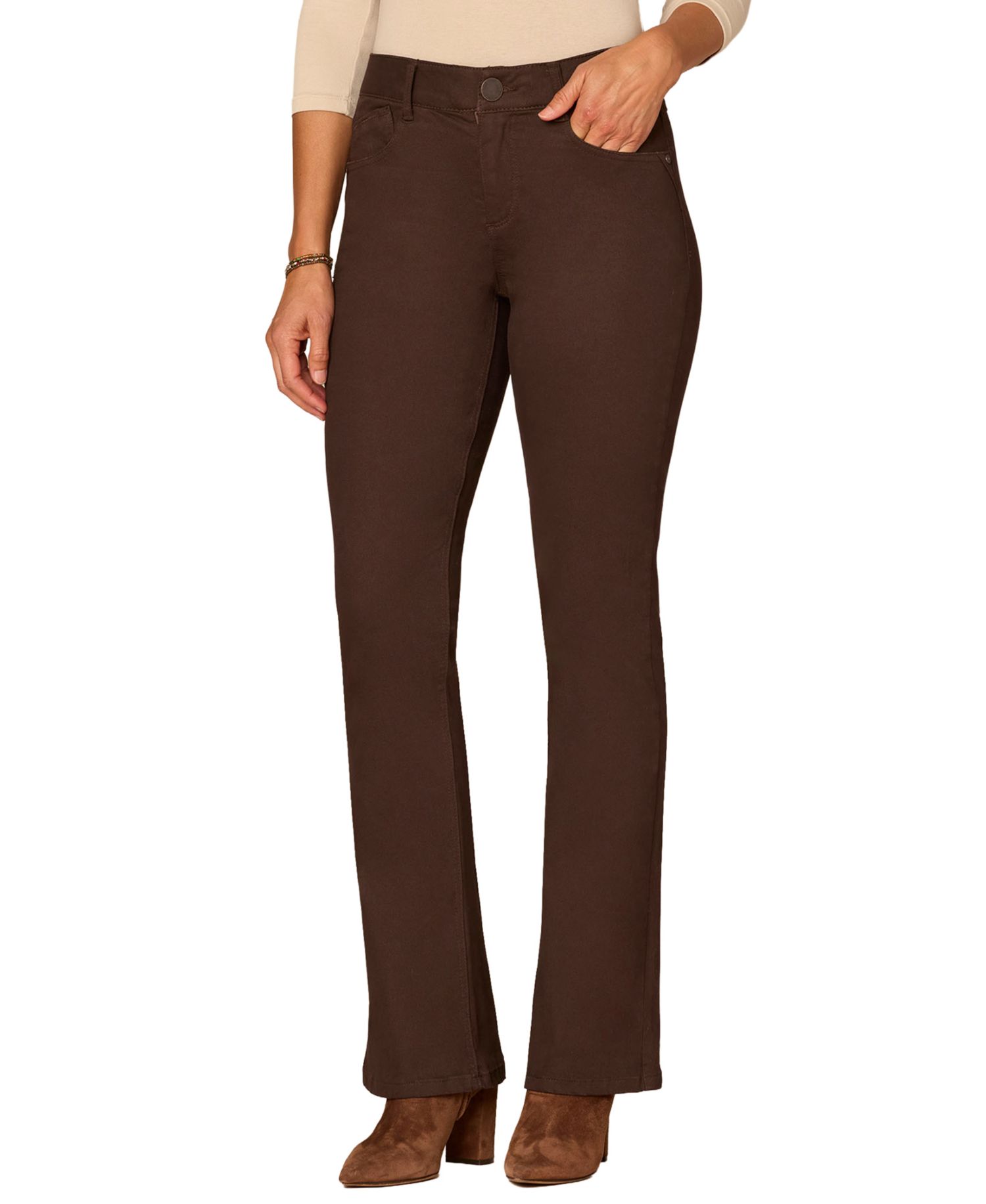 Petite Mid-Rise Twill Bootcut Jeans