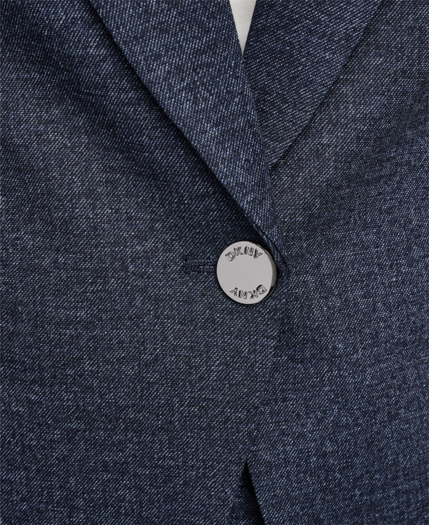 Женский пиджак DKNY Faux Denim Short Ruched-Sleeve Blazer, цвет: Джинсовый — фото 6