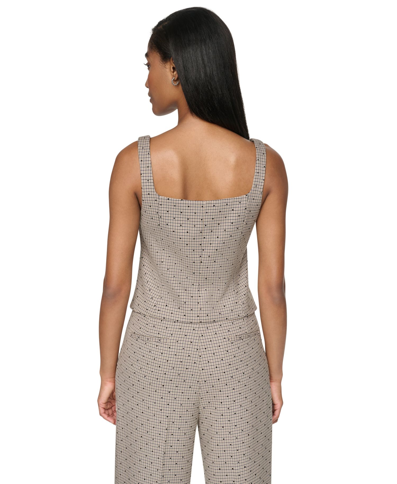 Women's Embellished Houndstooth Square Neck Vest