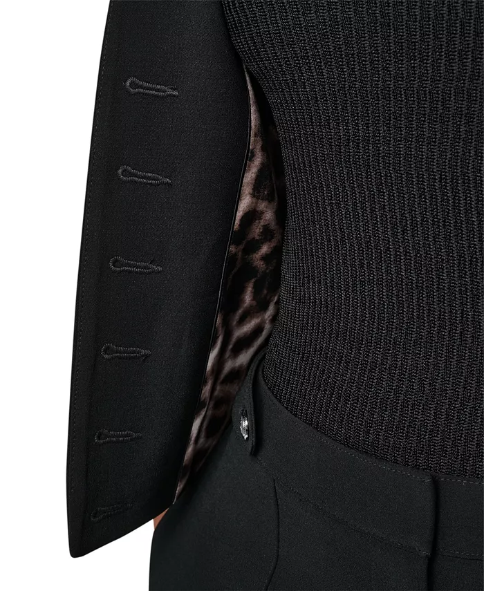 Women's Cropped Collarless Long-Sleeve Jacket - thumbnail 6