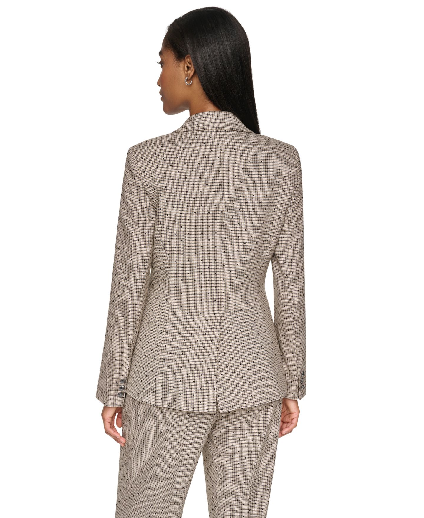 Женский пиджак DKNY Embellished Houndstooth Blazer, Regular & Petite, цвет: Чёрный разноцветный — фото 11
