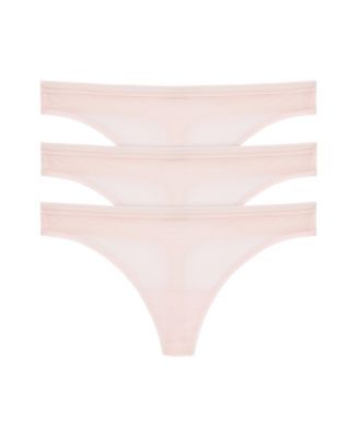 Women's 3-Pack Sheer Stripe Cotton-Gusset Thong