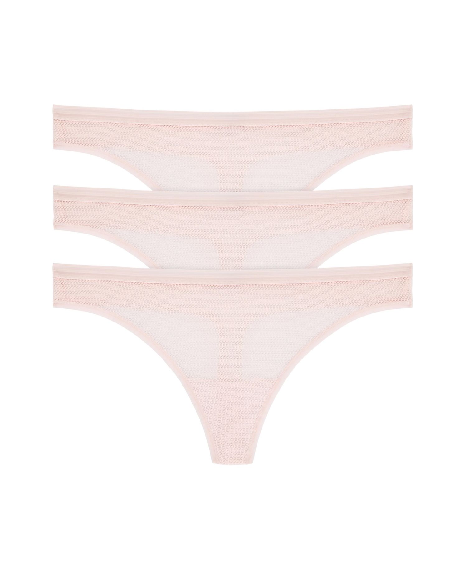 Women's 3-Pack Sheer Stripe Cotton-Gusset Thong