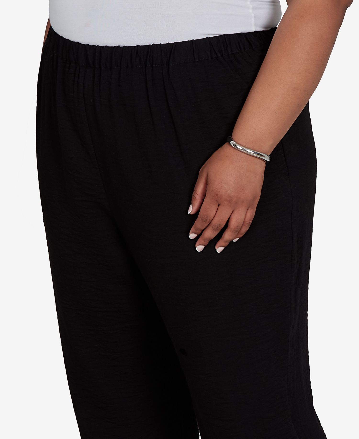 Plus Size Travel Advisory Pull-On Ankle Crinkle-Texture Pants