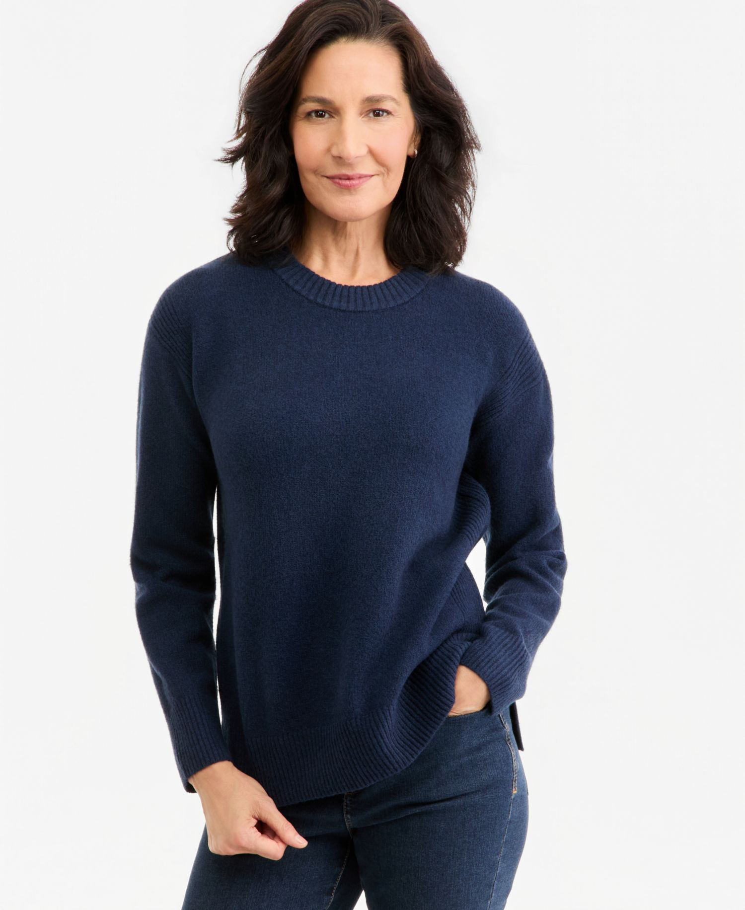 Petite Luxsoft Long-Sleeve Crewneck Sweater