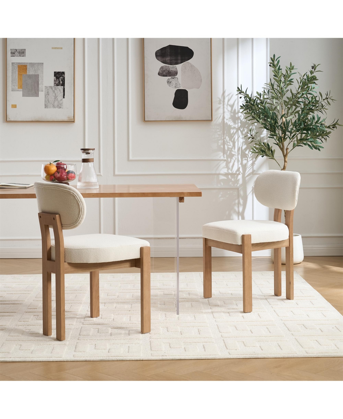 Clihome 2 Pack Modern Dining Chairs, Soft Sponge Fabric Upholstered Kitchen Chairs Side