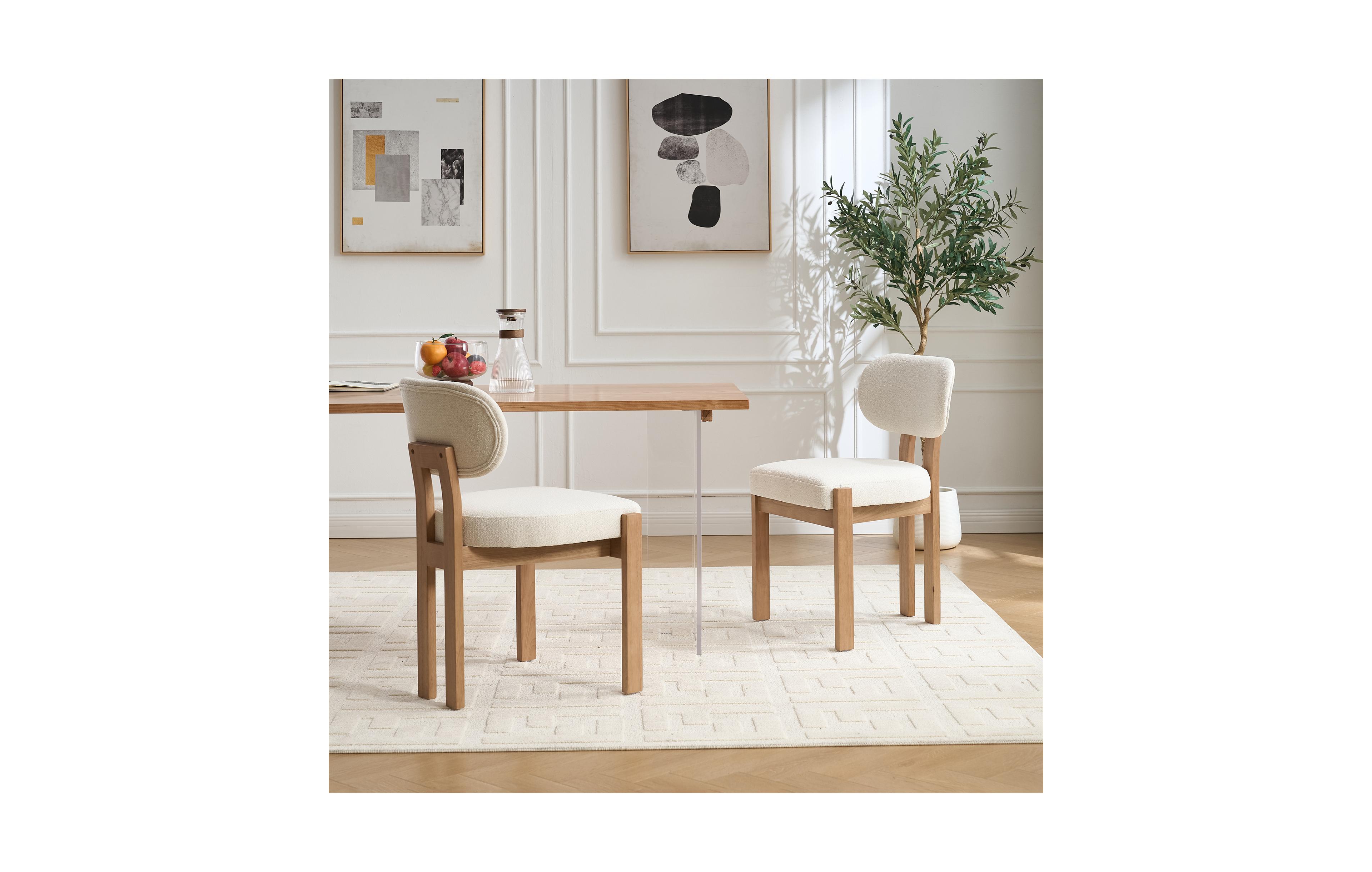 Clihome 2 Pack Modern Dining Chairs, Soft Sponge Fabric Upholstered Kitchen Chairs Side